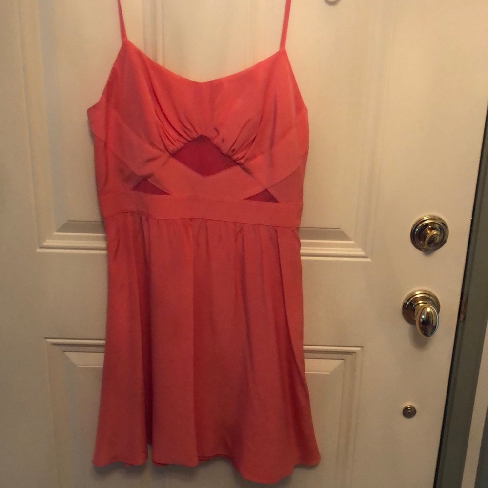 Beautiful Bebe peach dress!  Classic A line